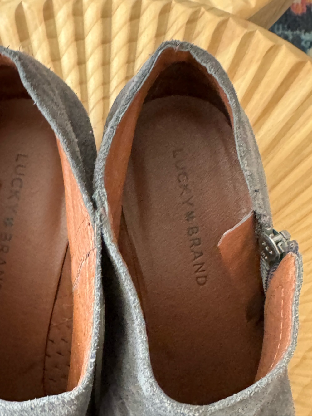 Lucky Brand Brielley Gray Suede Ankle Boots Size 10.5 - Picture 4 of 7